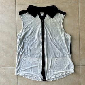 Cooperative - Black and White Button Down Sleeveless Top
